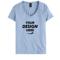 Hanes Women's Perfect-T V-Neck T-Shirt, Light Blue, Front view, Mockup