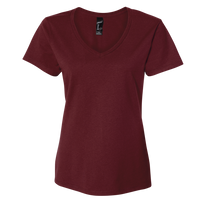 Hanes Women's Perfect-T V-Neck T-Shirt, Maroon, Front view