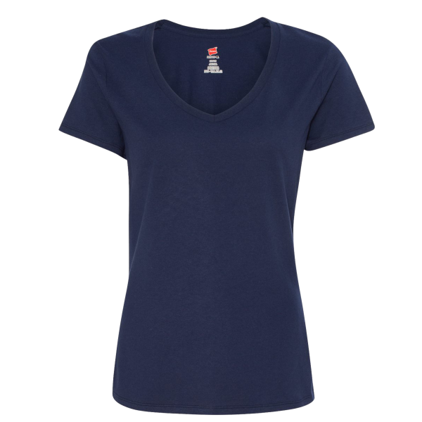 Hanes Women's Perfect-T V-Neck T-Shirt, Navy, Front view