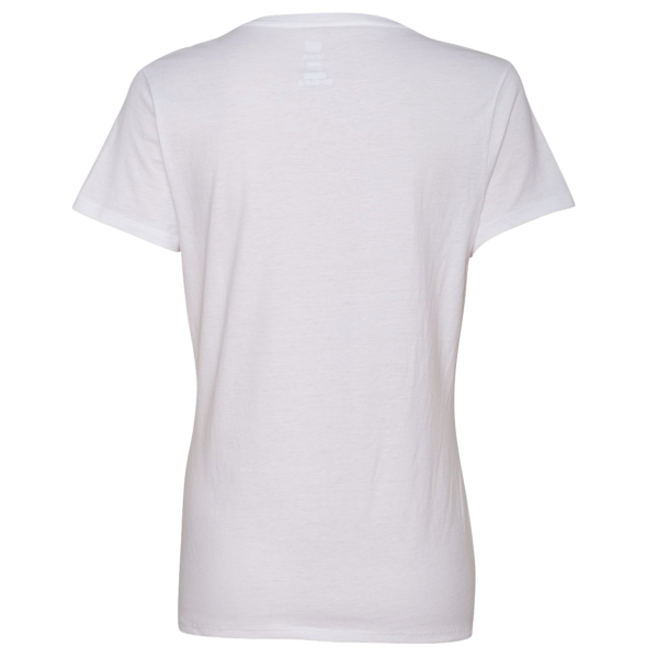 Hanes Women's Perfect-T V-Neck T-Shirt, White, Back view