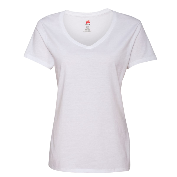 Hanes Women's Perfect-T V-Neck T-Shirt, White, Front view