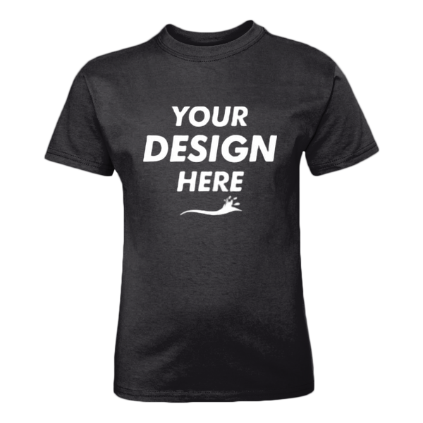 Hanes Youth Authentic T-Shirt, Black, Front view, Mockup