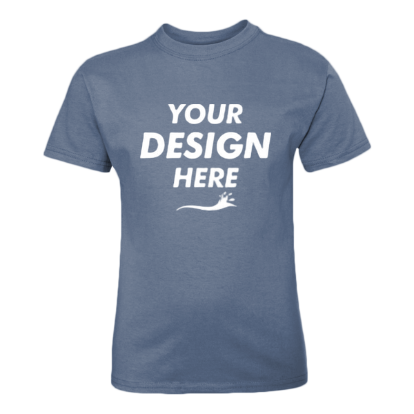 Hanes Youth Authentic T-Shirt, Denim Blue, Front view, Mockup