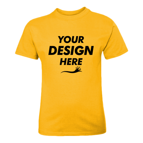 Hanes Youth Authentic T-Shirt, Gold, Front view, Mockup