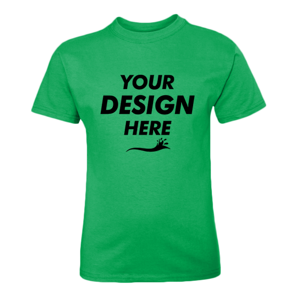 Hanes Youth Authentic T-Shirt, Shamrock Green, Front view, Mockup