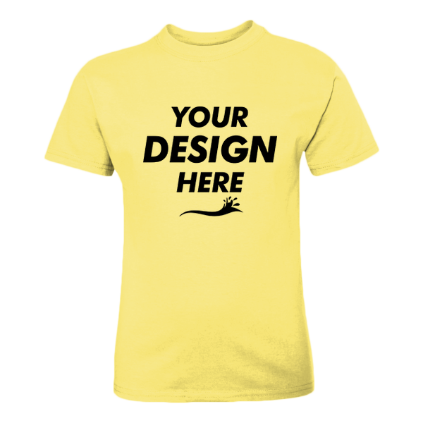Hanes Youth Authentic T-Shirt, Yellow, Front view, Mockup