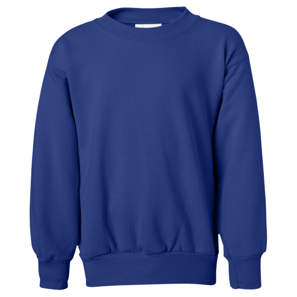 Hanes Youth EcoSmart® Crewneck Sweatshirt, Deep Royal, Front view