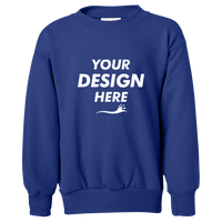Hanes Youth EcoSmart® Crewneck Sweatshirt, Deep Royal, Front view, Mockup