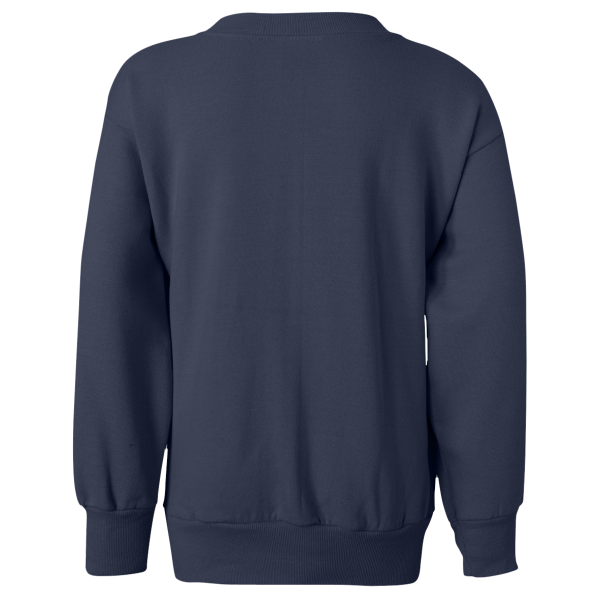 Hanes Youth EcoSmart® Crewneck Sweatshirt, Navy, Back view