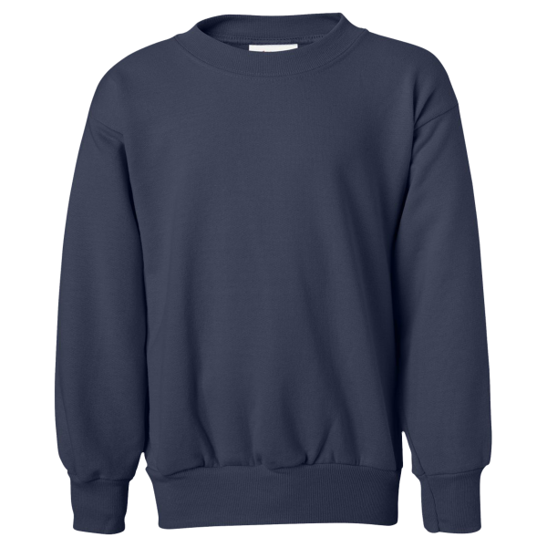 Hanes Youth EcoSmart® Crewneck Sweatshirt, Navy, Front view