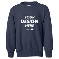 Hanes Youth EcoSmart® Crewneck Sweatshirt, Navy, Front view, Mockup