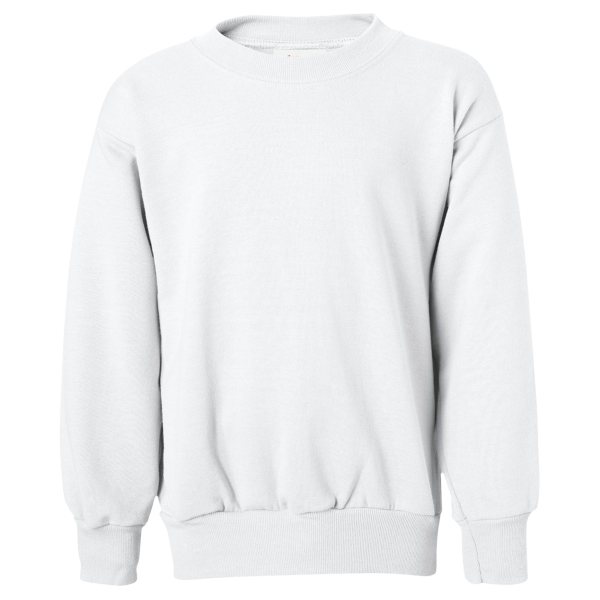 Hanes Youth EcoSmart® Crewneck Sweatshirt, White, Front view