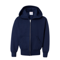 Hanes Youth EcoSmart® Full-Zip Hooded Sweatshirt, Navy, Front view