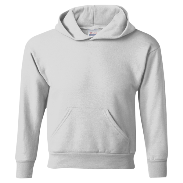 Hanes Youth EcoSmart® Hooded Sweatshirt, Ash, Front view