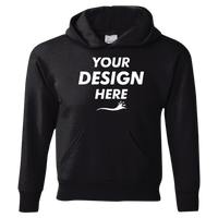 Hanes Youth EcoSmart® Hooded Sweatshirt, Black, Front view, Mockup