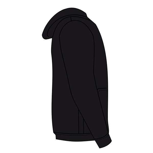 Hanes Youth EcoSmart® Hooded Sweatshirt, Black, Right Sleeve (Long) view