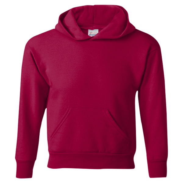 Hanes Youth EcoSmart® Hooded Sweatshirt, Deep Red, Front view