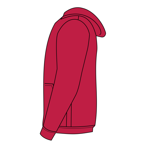 Hanes Youth EcoSmart® Hooded Sweatshirt, Deep Red, Left Sleeve (Long) view