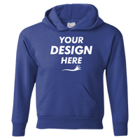 Hanes Youth EcoSmart® Hooded Sweatshirt, Deep Royal, Front view, Mockup