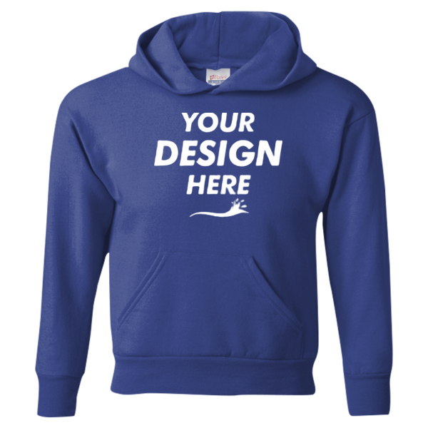 Hanes Youth EcoSmart® Hooded Sweatshirt, Deep Royal, Front view, Mockup