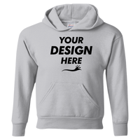 Hanes Youth EcoSmart® Hooded Sweatshirt, Light Steel, Front view, Mockup