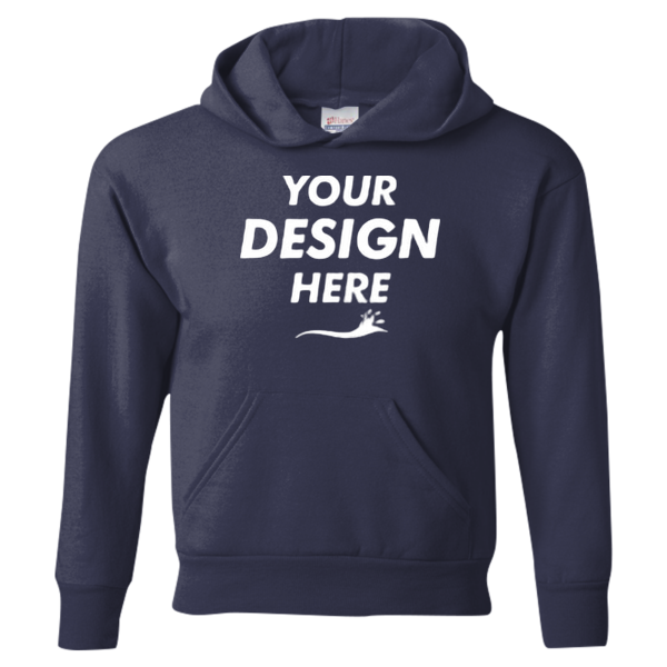 Hanes Youth EcoSmart® Hooded Sweatshirt, Navy, Front view, Mockup