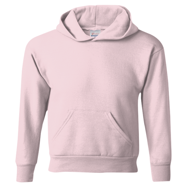 Hanes Youth EcoSmart® Hooded Sweatshirt, Pale Pink, Front view