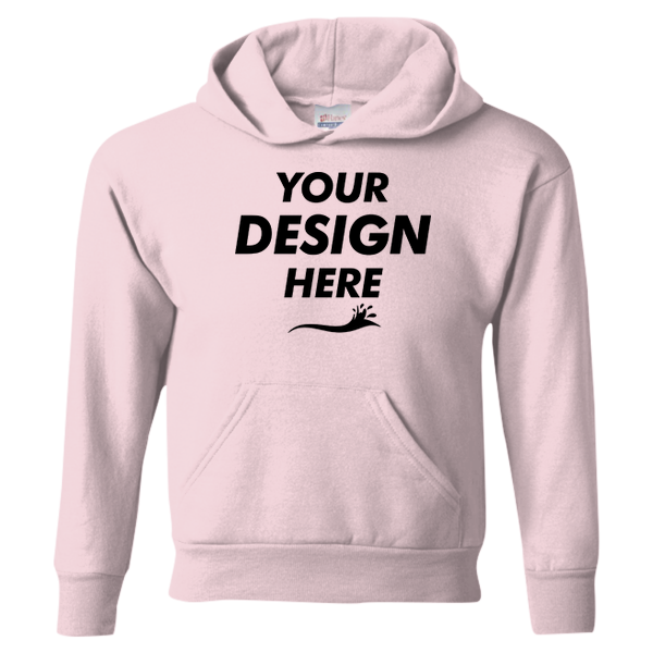 Hanes Youth EcoSmart® Hooded Sweatshirt, Pale Pink, Front view, Mockup