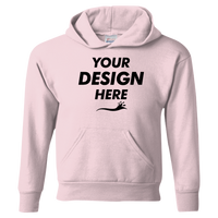 Hanes Youth EcoSmart® Hooded Sweatshirt, Pale Pink, Front view, Mockup