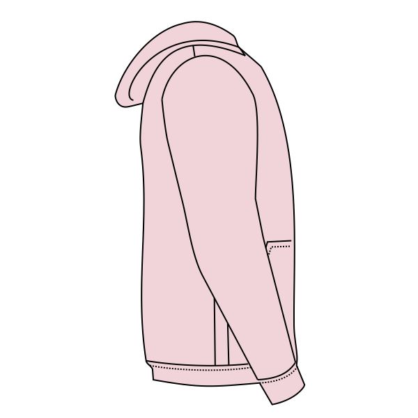 Hanes Youth EcoSmart® Hooded Sweatshirt, Pale Pink, Right Sleeve (Long) view