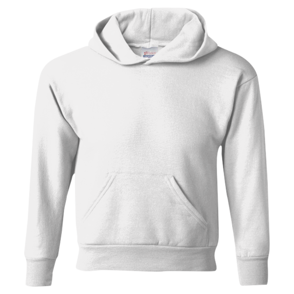Hanes Youth EcoSmart® Hooded Sweatshirt, White, Front view