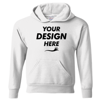 Hanes Youth EcoSmart® Hooded Sweatshirt, White, Front view, Mockup