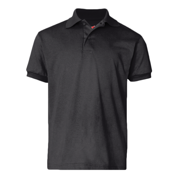 Hanes Youth EcoSmart® Jersey Polo, Black, Front view