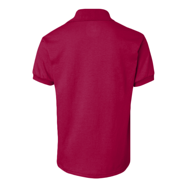 Hanes Youth EcoSmart® Jersey Polo, Deep Red, Back view