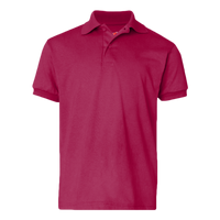 Hanes Youth EcoSmart® Jersey Polo, Deep Red, Front view