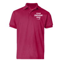 Hanes Youth EcoSmart® Jersey Polo, Deep Red, Front view, Mockup