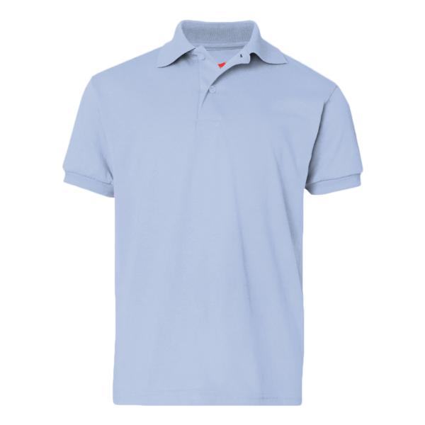 Hanes Youth EcoSmart® Jersey Polo, Light Blue, Front view