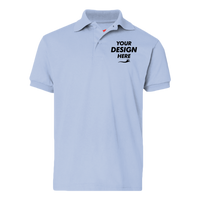 Hanes Youth EcoSmart® Jersey Polo, Light Blue, Front view, Mockup
