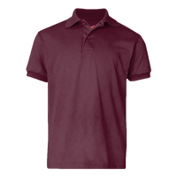 Hanes Youth EcoSmart® Jersey Polo, Maroon, Front view