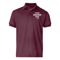 Hanes Youth EcoSmart® Jersey Polo, Maroon, Front view, Mockup