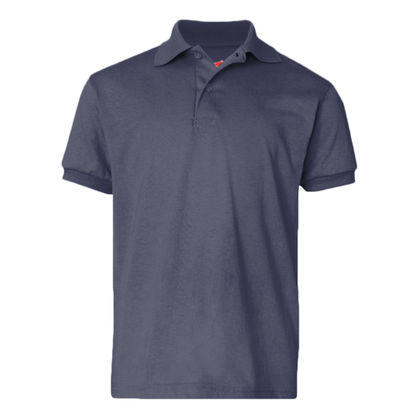 Hanes Youth EcoSmart® Jersey Polo, Navy, Front view