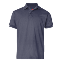 Hanes Youth EcoSmart® Jersey Polo, Navy, Front view