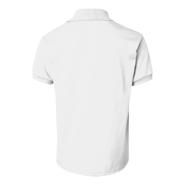 Hanes Youth EcoSmart® Jersey Polo, White, Back view
