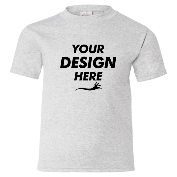 Hanes Youth EcoSmart® T-Shirt, Ash, Front view, Mockup