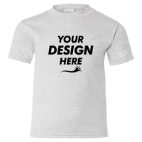 Hanes Youth EcoSmart® T-Shirt, Ash, Front view, Mockup