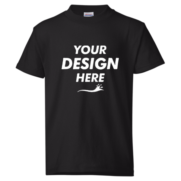 Hanes Youth EcoSmart® T-Shirt, Black, Front view, Mockup
