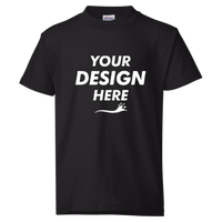 Hanes Youth EcoSmart® T-Shirt, Black, Front view, Mockup