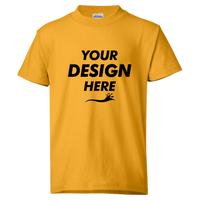 Hanes Youth EcoSmart® T-Shirt, Gold, Front view, Mockup