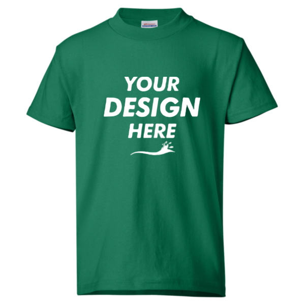 Hanes Youth EcoSmart® T-Shirt, Kelly Green, Front view, Mockup