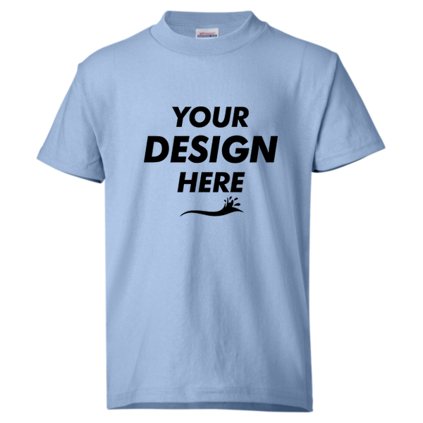 Hanes Youth EcoSmart® T-Shirt, Light Blue, Front view, Mockup